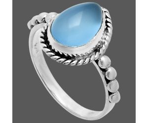 Blue Chalcedony Ring size-7 SDR245130 R-1252, 7x10 mm