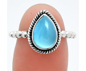 Blue Chalcedony Ring size-7 SDR245142 R-1252, 7x10 mm