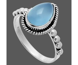 Blue Chalcedony Ring size-7 SDR245142 R-1252, 7x10 mm