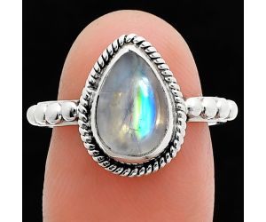 Rainbow Moonstone Ring size-7.5 SDR245155 R-1252, 8x11 mm