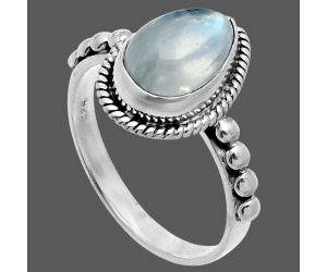 Rainbow Moonstone Ring size-7.5 SDR245155 R-1252, 8x11 mm