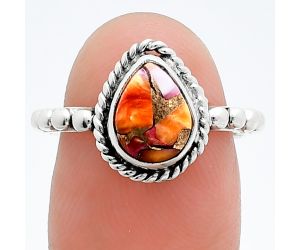 Kingman Orange Dahlia Turquoise Ring size-7 SDR245164 R-1252, 7x9 mm