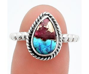 Kingman Pink Dahlia Turquoise Ring size-7 SDR245165 R-1252, 7x11 mm