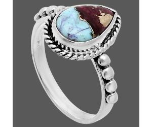 Kingman Pink Dahlia Turquoise Ring size-7 SDR245165 R-1252, 7x11 mm