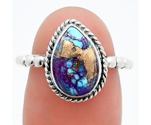 Kingman Purple Dahlia Turquoise Ring size-6 SDR245171 R-1252, 8x12 mm