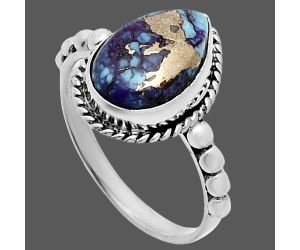 Kingman Purple Dahlia Turquoise Ring size-6 SDR245171 R-1252, 8x12 mm