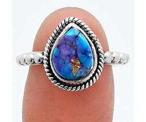 Kingman Purple Dahlia Turquoise Ring size-7.5 SDR245179 R-1252, 7x10 mm