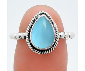 Blue Chalcedony Ring size-7 SDR245180 R-1252, 7x10 mm