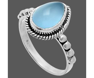 Blue Chalcedony Ring size-7 SDR245180 R-1252, 7x10 mm