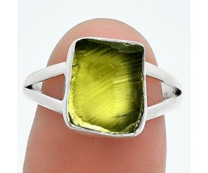 Genuine Czech Moldavite Rough Ring size-7.5 SDR245233 R-1002, 9x11 mm