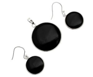 Black Onyx Pendant Earrings Set SDT03108 T-1001, 25x25 mm