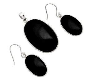 Black Onyx Pendant Earrings Set SDT03119 T-1001, 19x20 mm