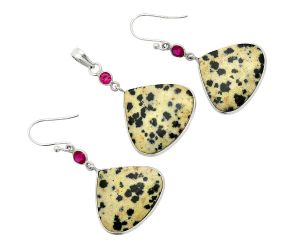 Dalmatian and Ruby Pendant Earrings Set SDT03277 T-1010, 21x22 mm