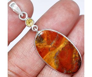 Red Moss Agate and Citrine Pendant Earrings Set SDT03491 T-1010, 16x29 mm