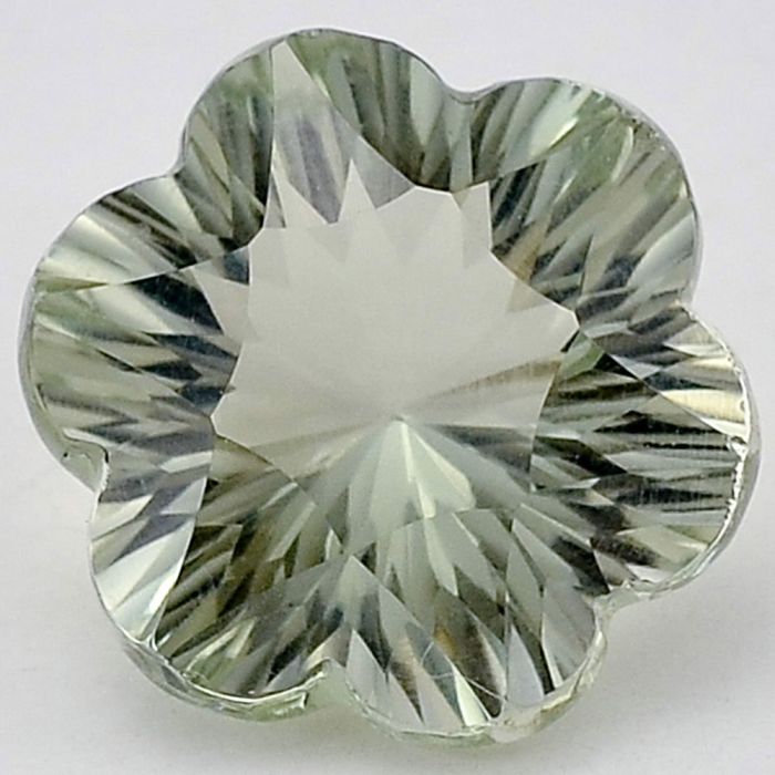 Natural Prasiolite (Green Amethyst) Flower Shape Loose Gemstone DG285GA, 13X13x8.7 mm