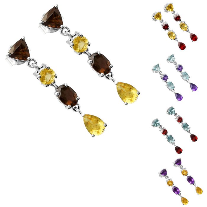 Natural Multi Stones Earrings DGE1059 E-1061, 4x6 mm