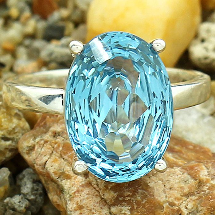 Lab Created Aquamarine Ring Size-8 DGR1089_H, 10x14 mm