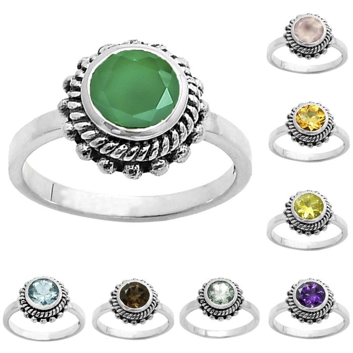 Natural Gemstones Round Shape 7x7 mm Ring size-7-9 DGR1111 R-1245, 7x7 mm