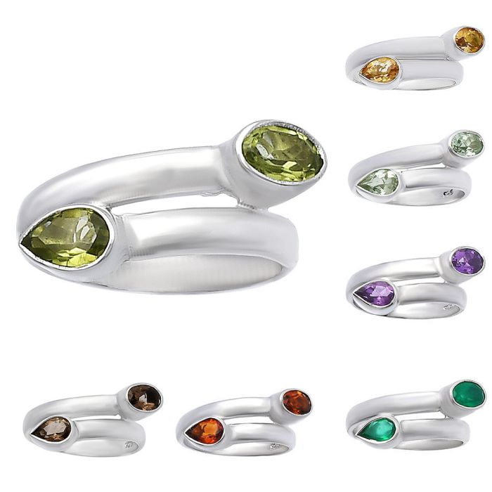 Natural Multi Stones Ring size 5-9 DGR1128 R-1190, 4x6 mm