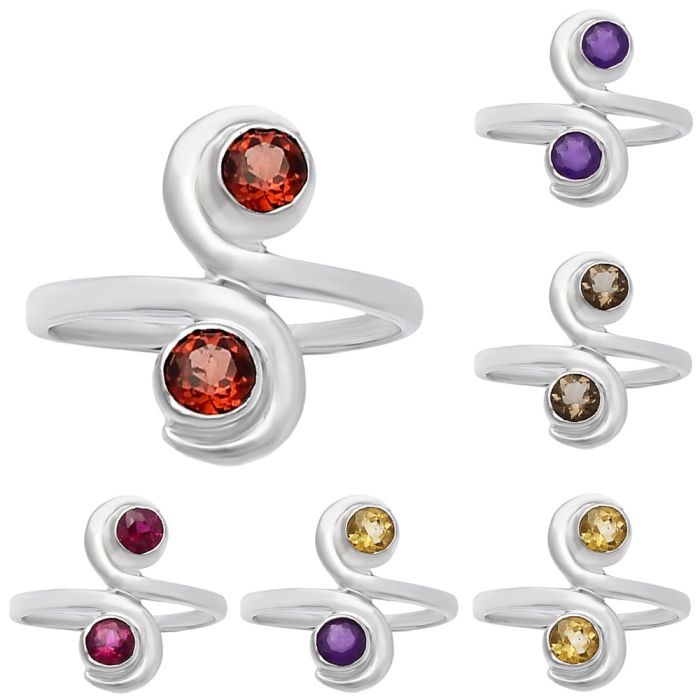 Natural Multi Stones 925 Silver Ring Size 5-8 Jewelry DGR1129 R-1230, 4x4 mm