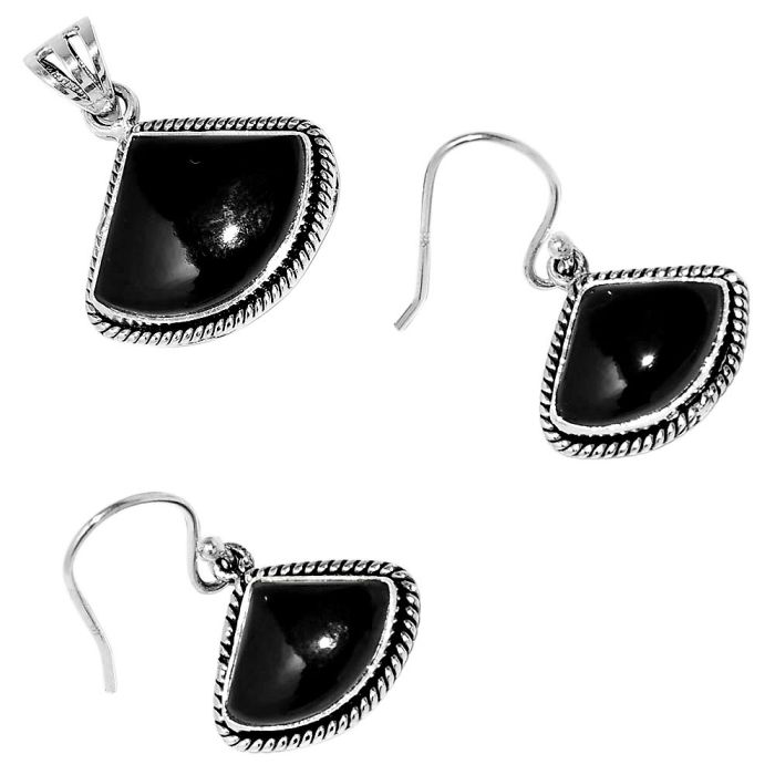 Black Onyx - Brazil Pendant Earrings Set DGT01006 T-1005