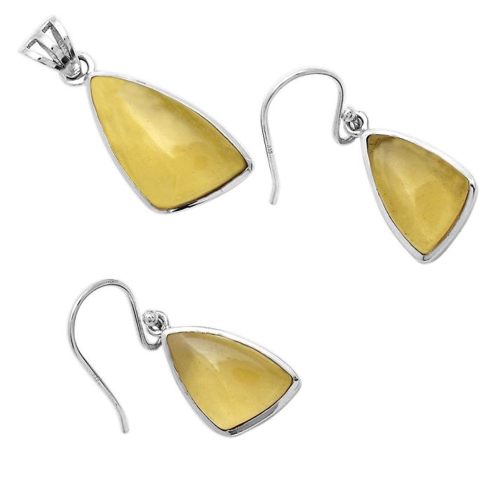 Natural Whiskey Quartz Pendant Earrings Set DGT01008 T-1002