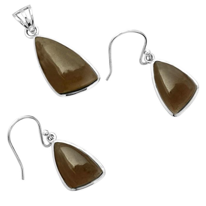 Smoky Quartz - Brazil Pendant Earrings Set DGT01024 T-1002