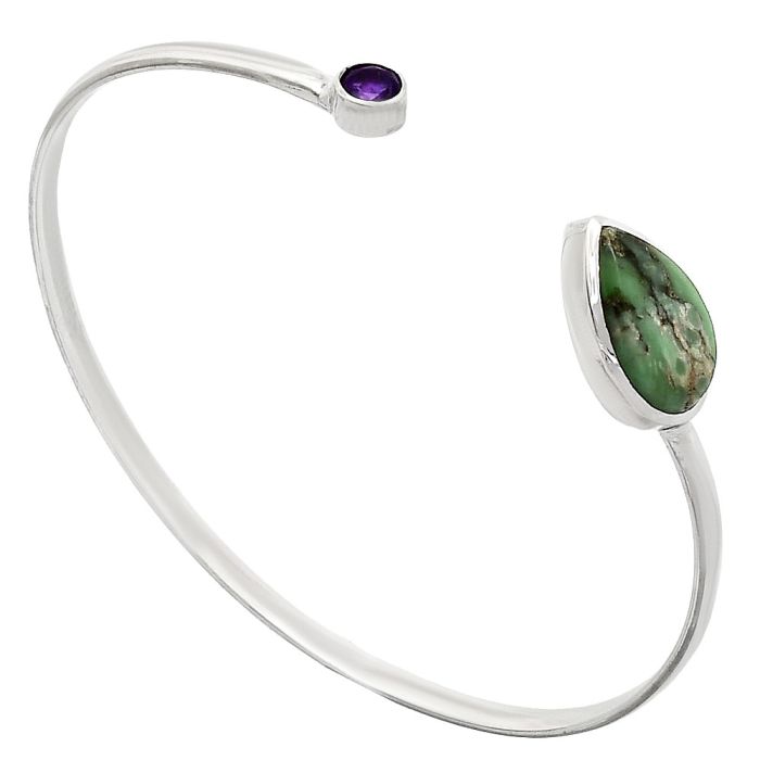 Utah Variscite and Amethyst Cuff Bangle Bracelet EXB01002 B-1004, 11x16 mm