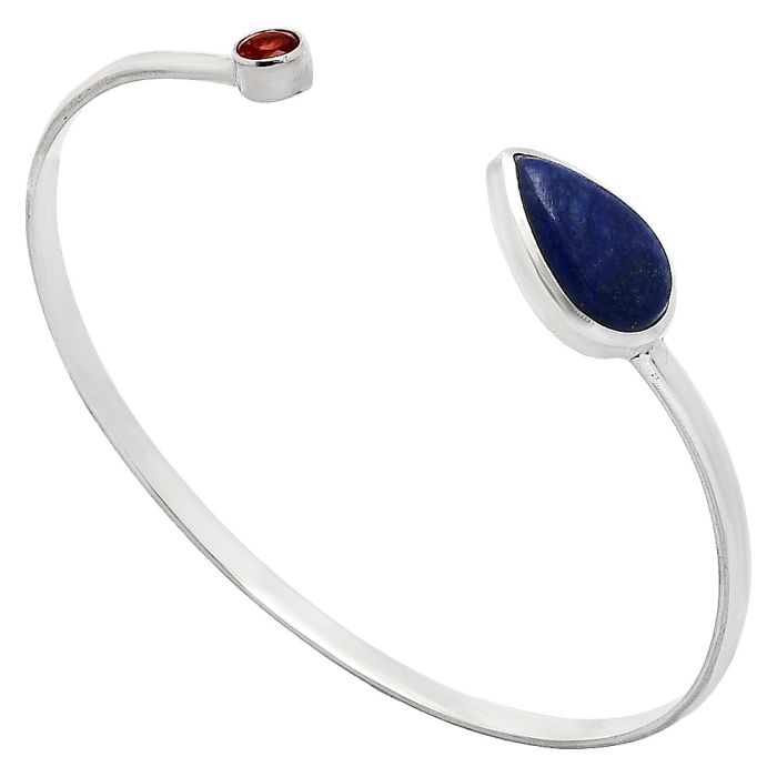 Lapis Lazuli and Garnet Cuff Bangle Bracelet EXB01024 B-1004, 10x16 mm