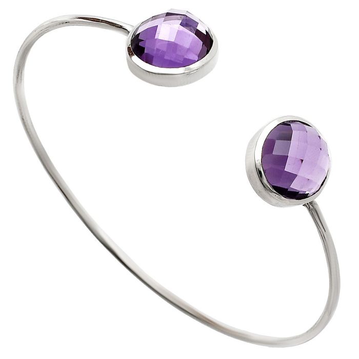 Amethyst Checker Cuff Bangle Bracelet EXB01047 B-1004, 13x14 mm