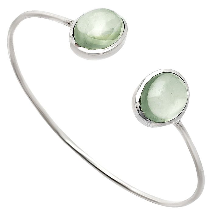 Prasiolite (Green Amethyst) Cab Cuff Bangle Bracelet EXB01075 B-1004, 12x16 mm