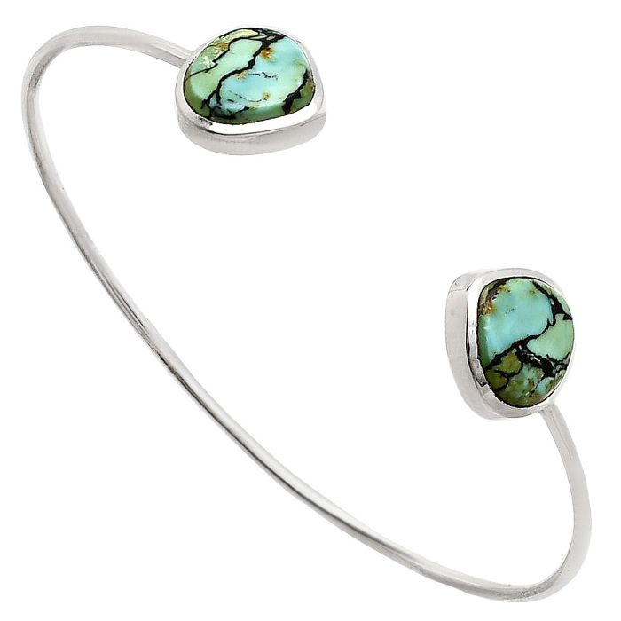 Lucky Charm Tibetan Turquoise Cuff Bangle Bracelet EXB01095 B-1004, 12x12 mm