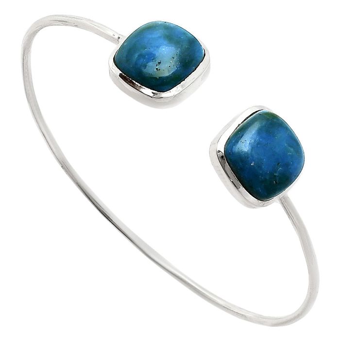 Azurite Chrysocolla Cuff Bangle Bracelet EXB01098 B-1004, 13x13 mm