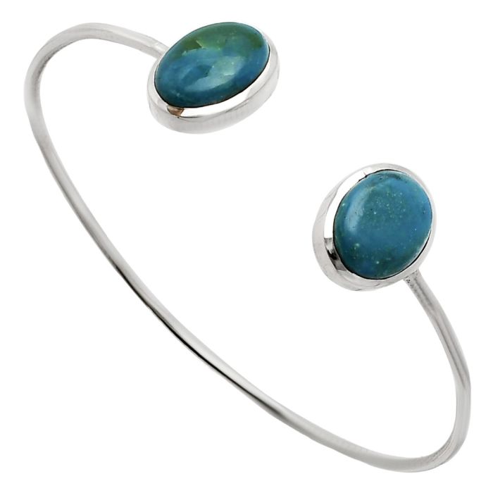 Azurite Chrysocolla Cuff Bangle Bracelet EXB01101 B-1004, 11x14 mm