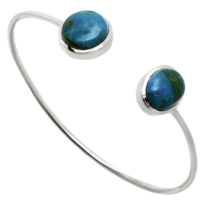 Azurite Chrysocolla Cuff Bangle Bracelet EXB01103 B-1004, 13x13 mm