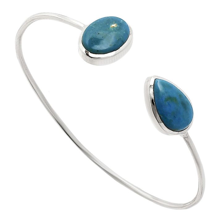 Azurite Chrysocolla Cuff Bangle Bracelet EXB01105 B-1004, 10x15 mm