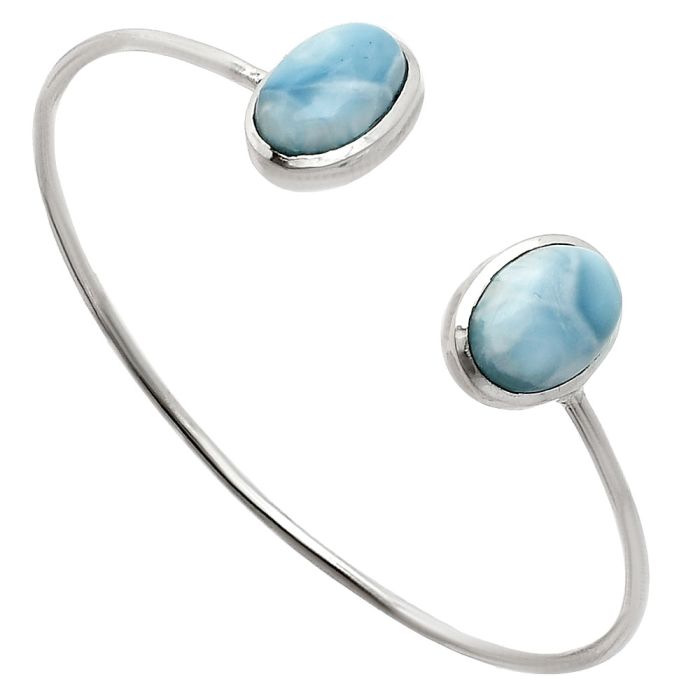 Larimar (Dominican Republic) Cuff Bangle Bracelet EXB01113 B-1004, 10x14 mm