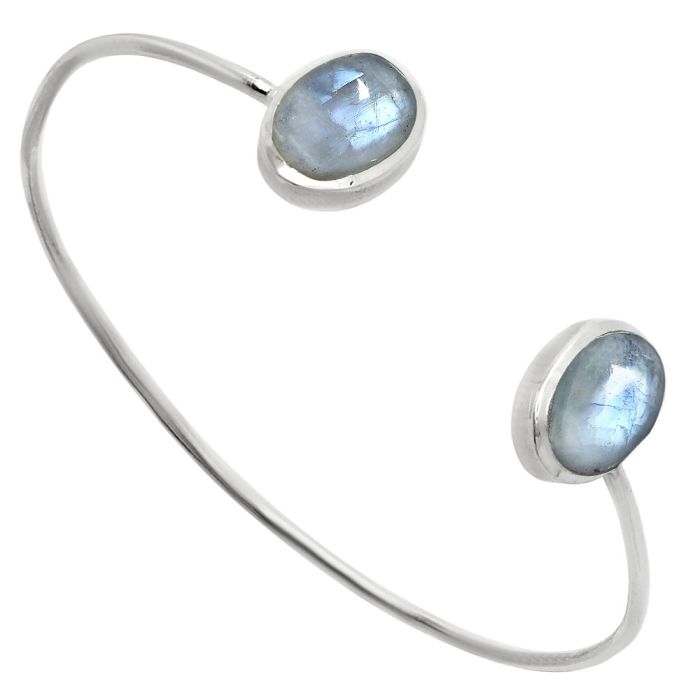 Rainbow Moonstone Cuff Bangle Bracelet EXB01116 B-1004, 10x14 mm