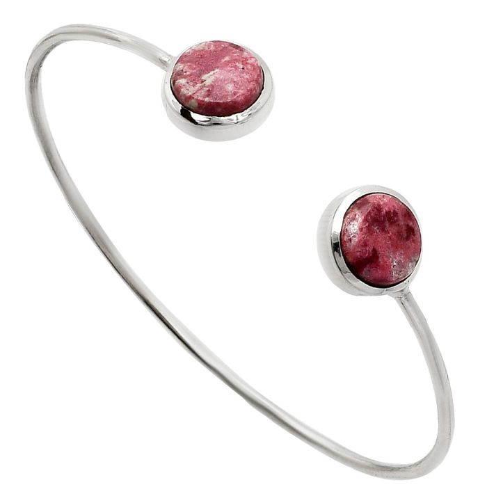 Pink Thulite Cuff Bangle Bracelet EXB01118 B-1004, 10x10 mm