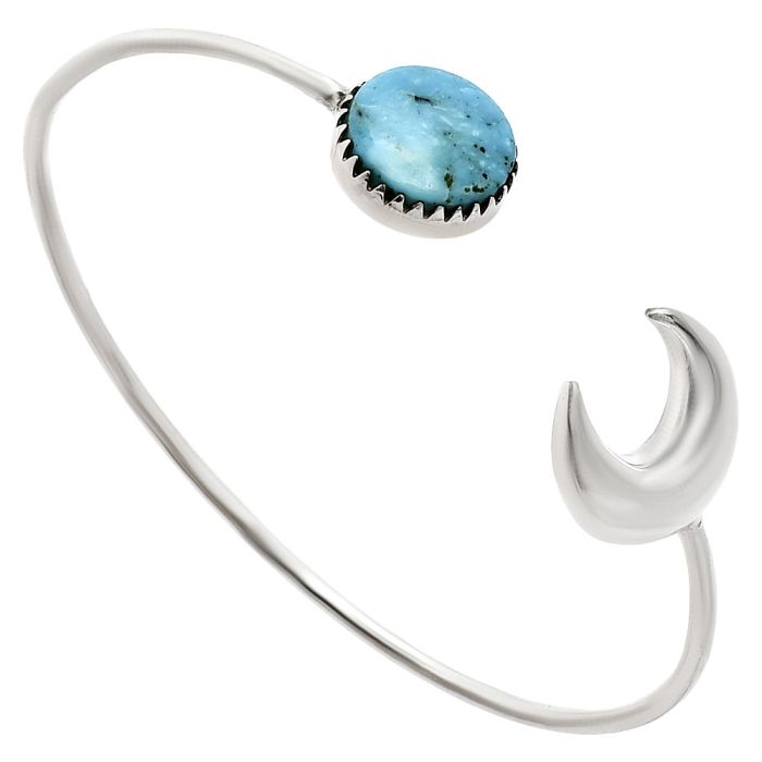 Crescent Moon - Natural Turquoise Morenci Mine Cuff Bangle Bracelet EXB01174 B-1046, 13x13 mm