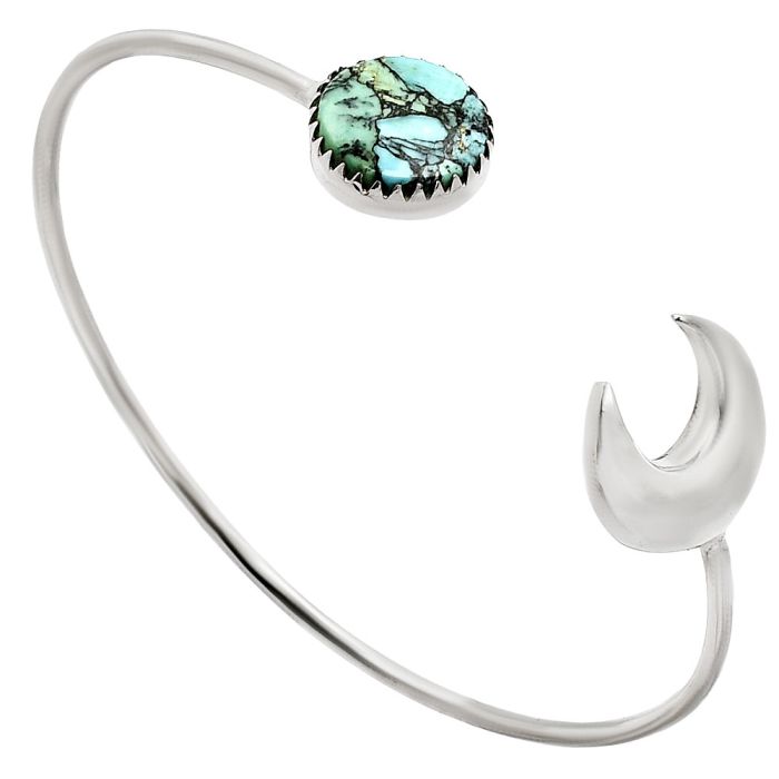 Crescent Moon - Lucky Charm Tibetan Turquoise Cuff Bangle Bracelet EXB01175 B-1046, 13x13 mm