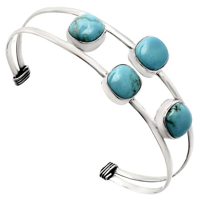 Sleeping Beauty Turquoise Cuff Bangle Bracelet EXB01214 B-1047, 9x9 mm