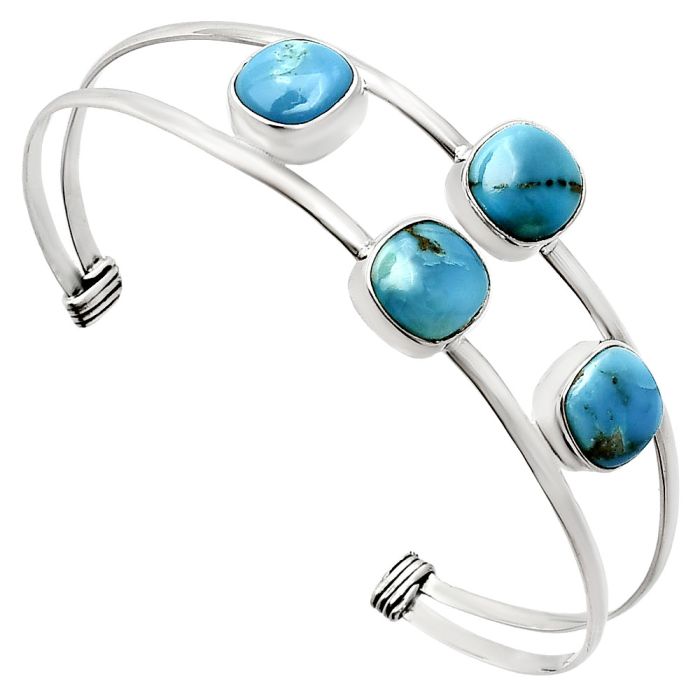 Sleeping Beauty Turquoise Cuff Bangle Bracelet EXB01215 B-1047, 9x9 mm