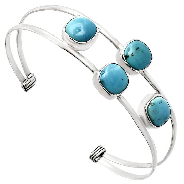 Sleeping Beauty Turquoise Cuff Bangle Bracelet EXB01217 B-1047, 9x9 mm