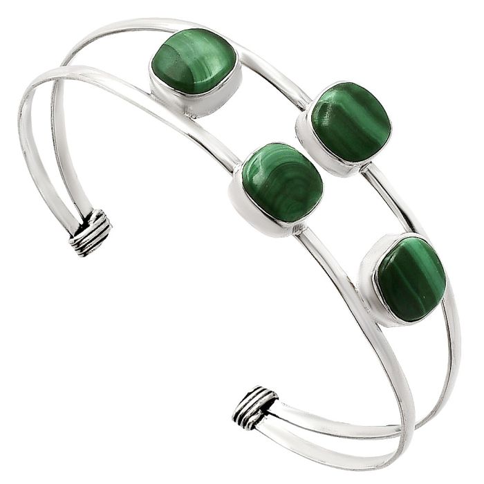 Malachite Eye Cuff Bangle Bracelet EXB01222 B-1047, 9x9 mm