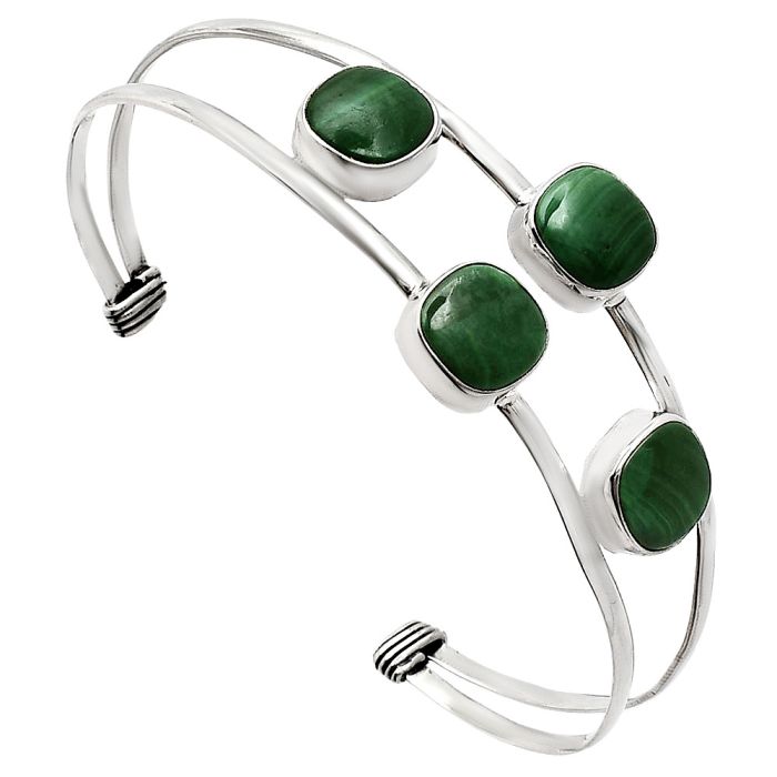 Malachite Eye Cuff Bangle Bracelet EXB01223 B-1047, 9x9 mm