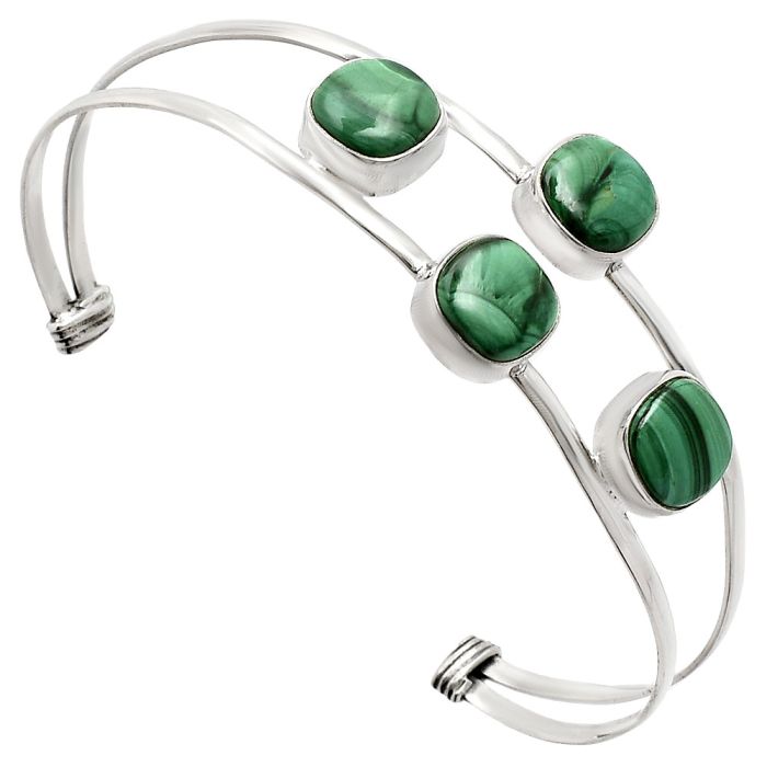 Malachite Eye Cuff Bangle Bracelet EXB01224 B-1047, 9x9 mm