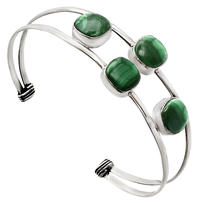 Malachite Eye Cuff Bangle Bracelet EXB01225 B-1047, 9x9 mm