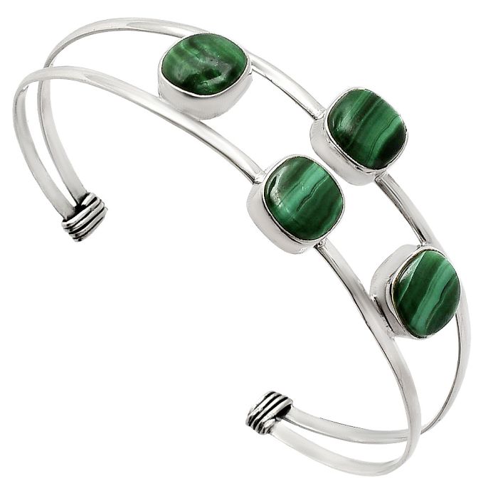 Malachite Eye Cuff Bangle Bracelet EXB01226 B-1047, 9x9 mm