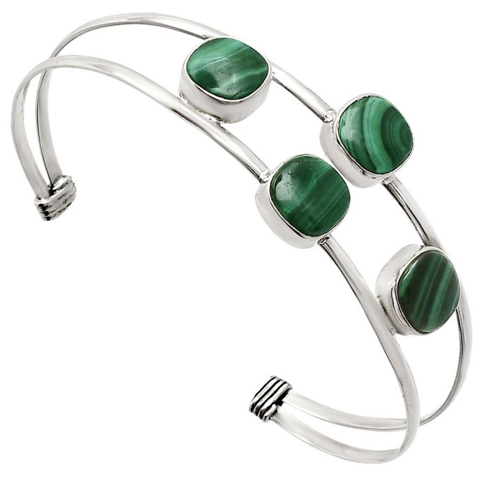 Malachite Eye Cuff Bangle Bracelet EXB01227 B-1047, 9x9 mm